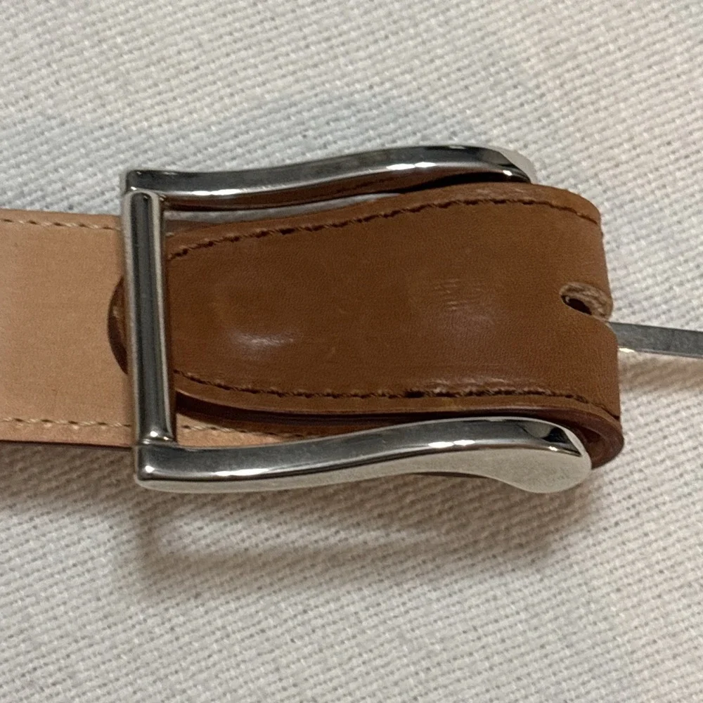Paul Fredrick Cognac Brown Leather Belt Mens 46 Made in Italy‎ Office Casual